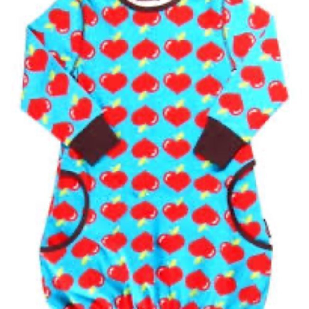 Maxomorra Apple Heart Long Sleeve Dress Sz 110/116cm